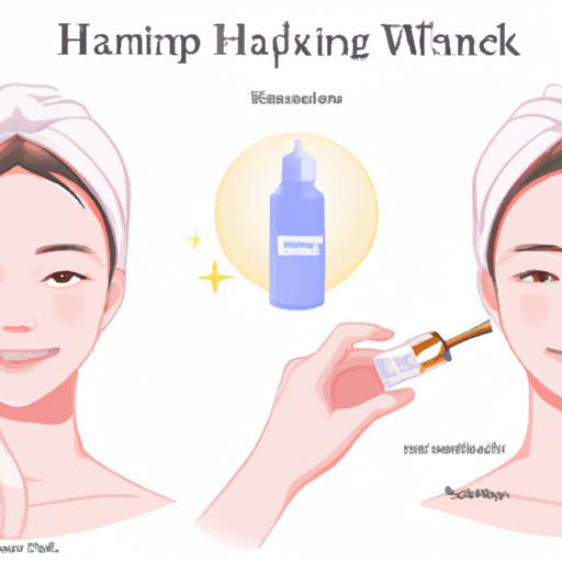 Hướng dẫn từng bước về cách sử dụng serum dưỡng trắng da Hanayuki cho mặt và cổ.
