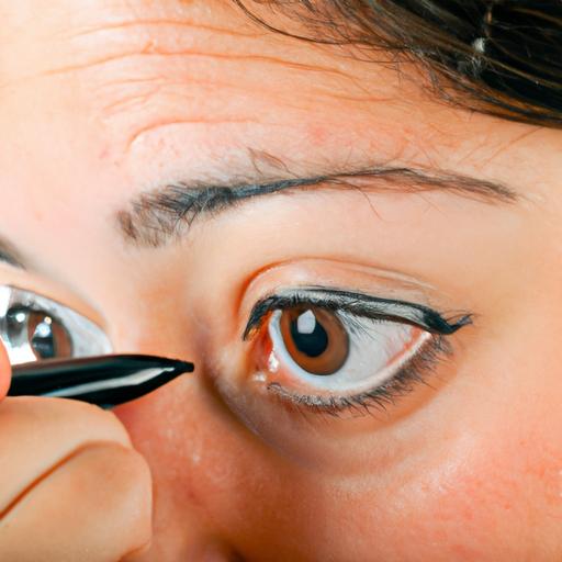 Một phụ nữ đang sử dụng bút kẻ mắt để tạo đường viền mắt sắc nét và rõ ràng