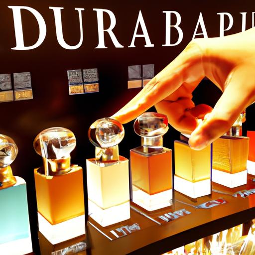 Người dùng đang thử nước hoa Dubai Đại Bàng tại quầy mùi hương.