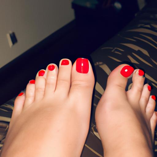 Một bức ảnh hiển thị những móng chân màu đỏ tạo nên sự tự tin và quyến rũ.
